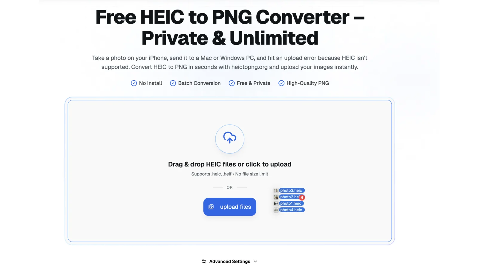 1. Faça Upload dos Arquivos HEIC